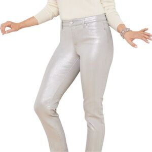 NWT Talbots Size 10 Shimmery Silver Slim Ankle Jeans